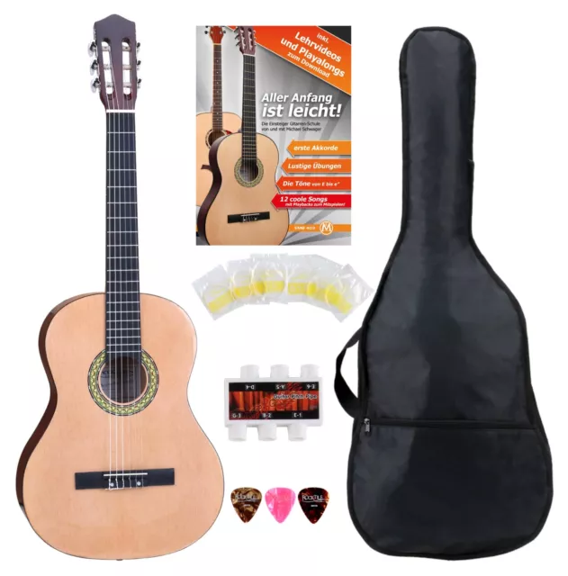 Pack Guitare Taille 1/2 Classique Acoustique Housse Accordeur Plectres Cordes