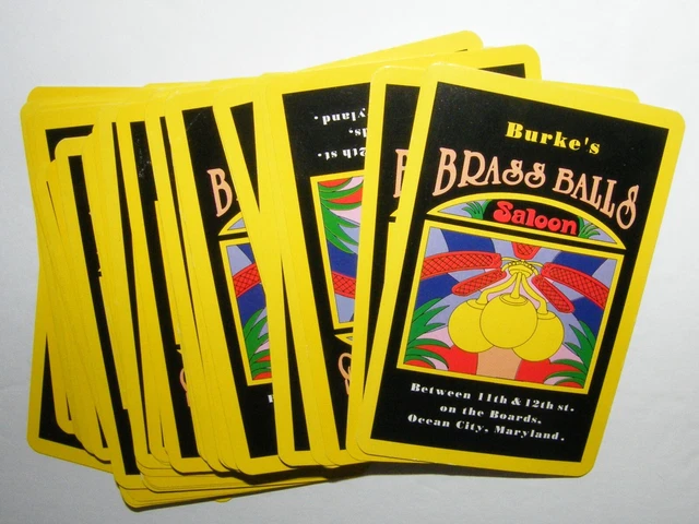 Vtg Playing Cards BURKE'S BRASS BALLS SALOON Ocean City MD Beach Restaurant Bar
