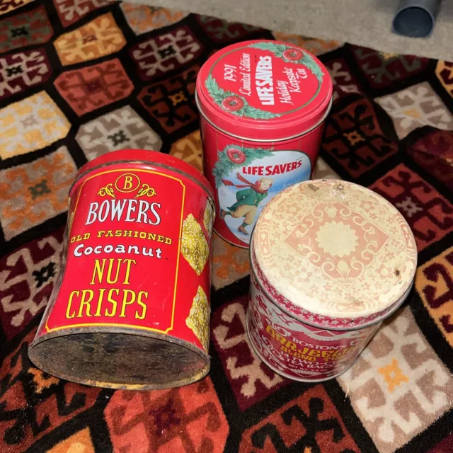 Vintage 1991 Life Savers Limited Boston Christmas Holiday Keepsake Tin Lot Of 3