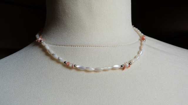 Collier Ancien En Perles D'eau Douce Grain De Riz - Argent 925 - Occasion