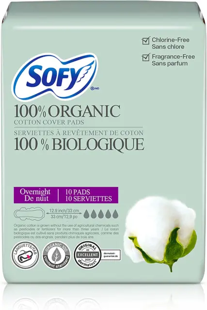 Almohadillas sanitarias para mujer Sofy de algodón orgánico - 10 unidades