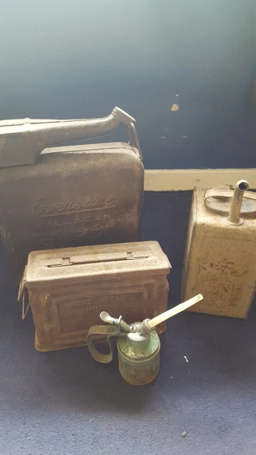 Vintage Petroliana Wesco Eversure Esso Blue Man cave  Garage Oil Petrol cans