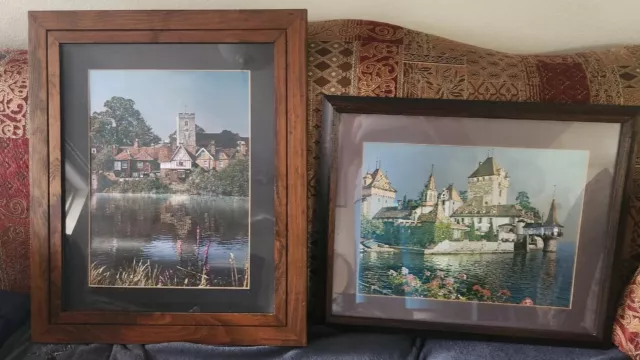 Set 2: Framed & Matted Metal Etching Of Castles By Michael F. Ingbar Art Co. Inc