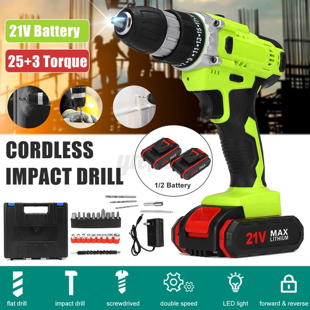 36V 3IN1 CORDLESS Electric Impact Drill Torque Hammer Screwdriver + √
