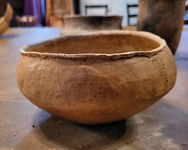 Solid Caddo Bowl Ancient Native American Indian Pottery - Nice Fire Clouds