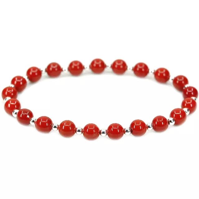 Bracciale ROSSO e ARGENTO perle in ACCIAIO braccialetto Uomo Donna Regalo Natale