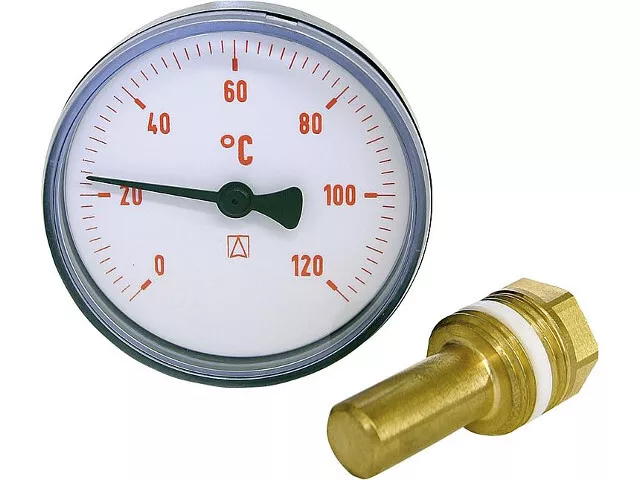 HpLive Anlegethermometer Heizungsrohr 0-120°, Bimetall
