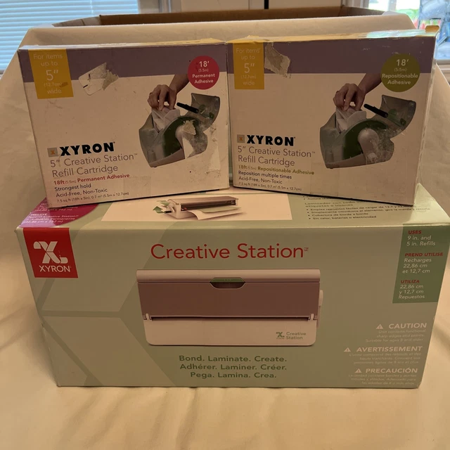 Xyron Creative Station Laminator Sticker Magnet Maker 624632 Plus 2 5” Refills