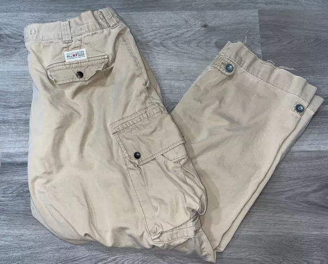 Ralph Lauren Pants Mens 40x30 Khaki Cargo Polo 67 Chino Vintage 90s DISTRESS Y2K