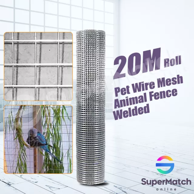 20M Welded Wire Mesh Animal Fence Farm Pet Chicken Bird Coop Fencing Wire Roll