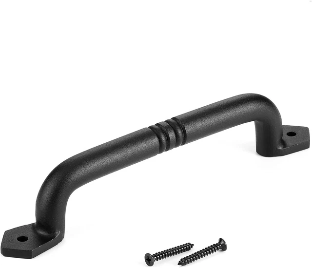 Sliding Barn Door Handle Pull Black Heavy Duty Cast Iron Hardware for Wooden Gar