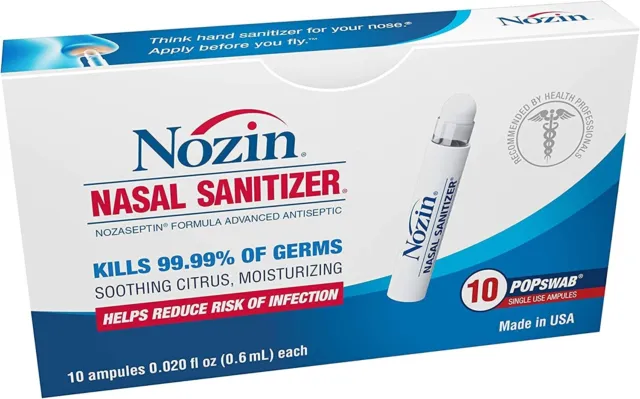 ® Nasal Sanitizer® Antiséptico Popswab® Paquete de 10 quilates | Mata el 99,99% de los gérmenes