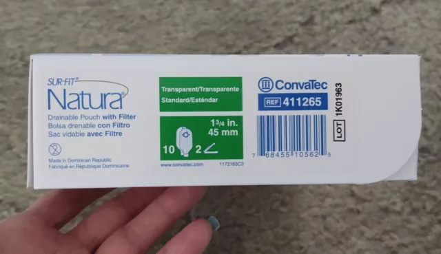 1 Box of 10 Convatec Sur-Fit Natura Drainable Pouch with Filter #411265