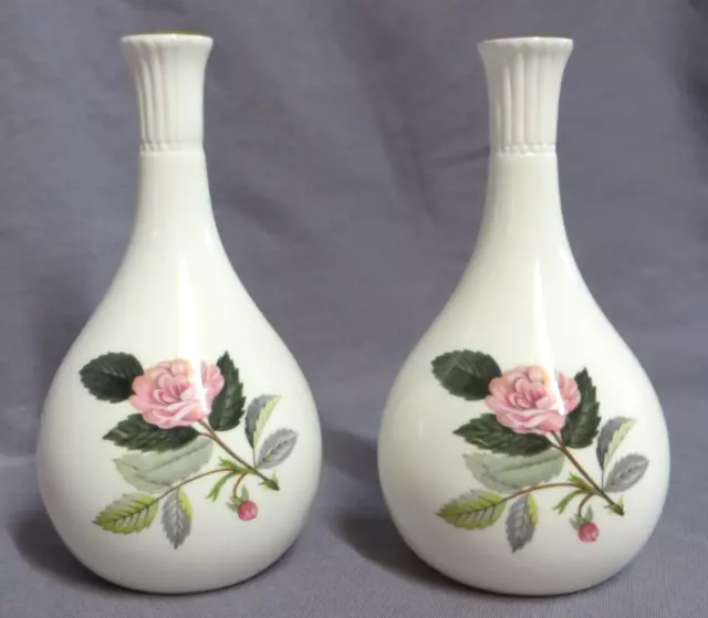 Lovely pair of vintage English Wedgwood “Hathaway Rose” bud vases, 1962-87