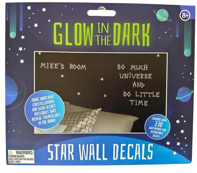 Brand New Sealed Paladone Brand 335 Glow in the Dark Removable Wall Star Decals