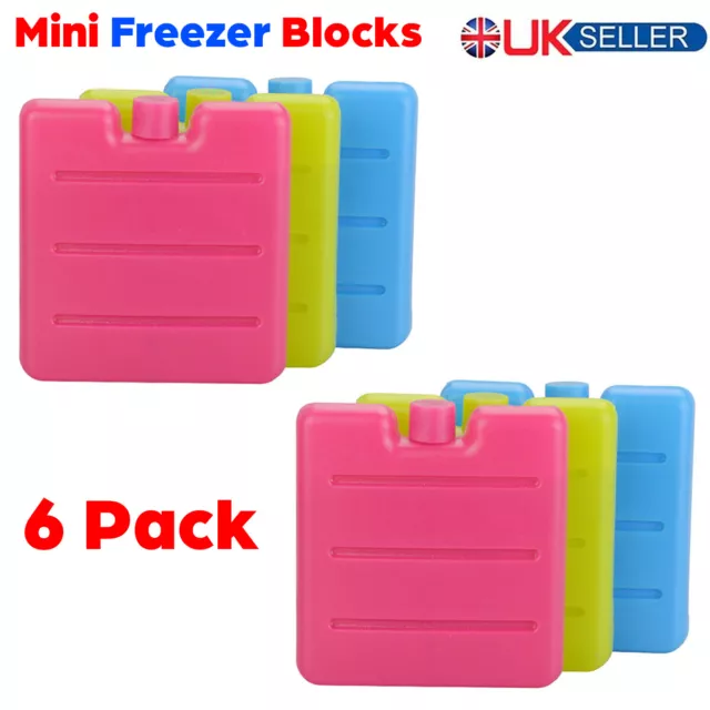 6 Pack Small Mini Freezer Blocks Ice Packs For Picnic Cooler Bags Kids Lunch Box