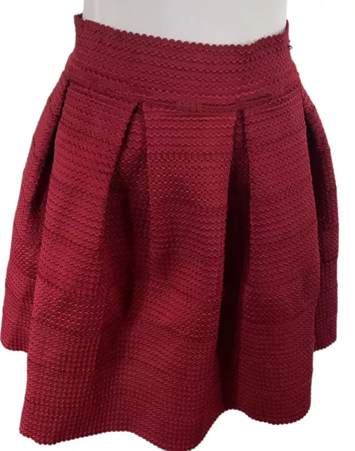 Charlotte Russe structured pleated full skirt in burgundy, size M, Coquette