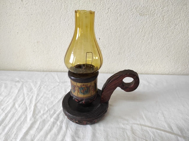 Ancien Bougeoir Rat De Cave En Bois - 24 Cm De Haut - Décoration Vintage