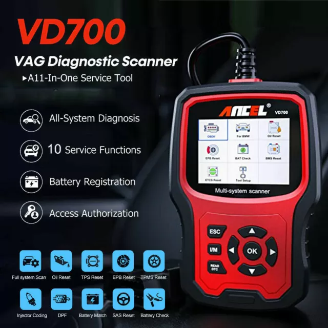 2024 Ancel VD700 Für VAG Pro Profi KFZ Diagnosegerät Auto OBD2 Scanner EPB DPF 2