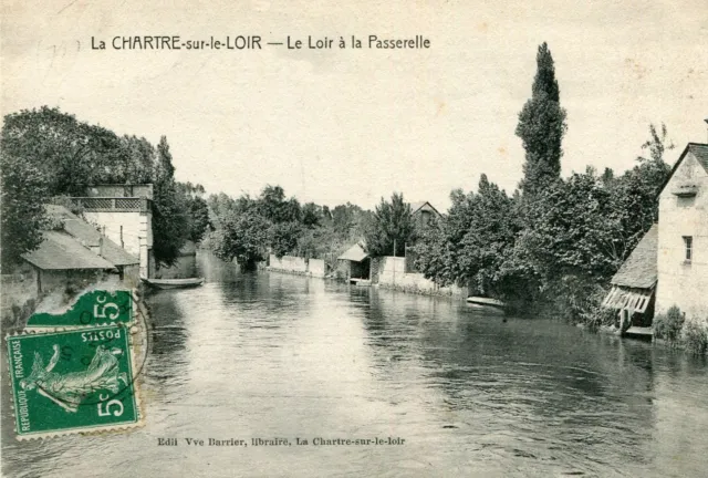 Carte LA CHARTRE SUR LE LOIR Le Loir à la Passerelle