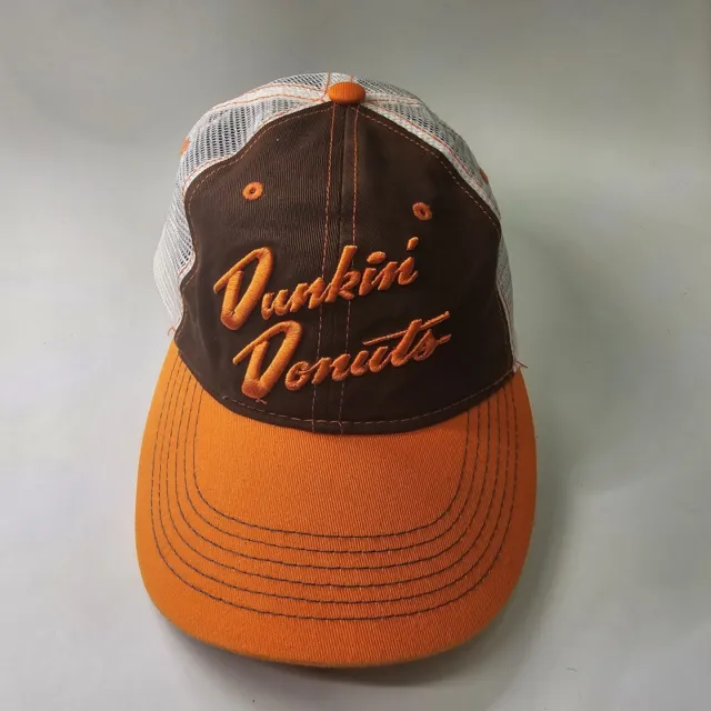 Dunkin Donuts Adult Baseball Cap Hat Orange Brown White Mesh Gotapaxi 2001 M1a