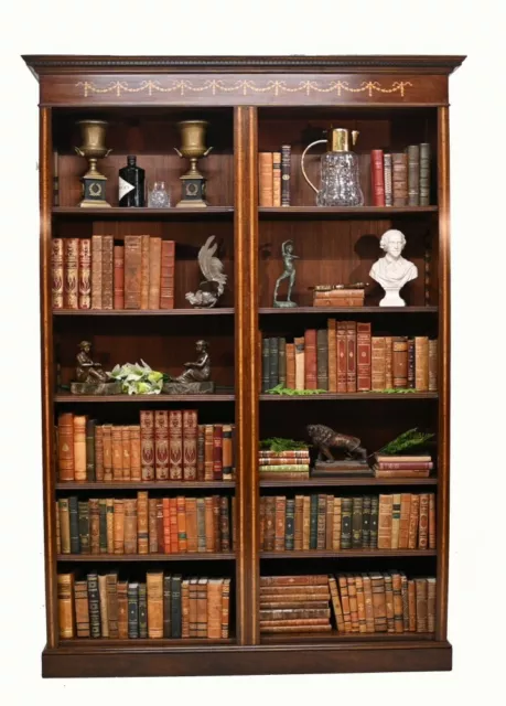 Regency Open Front Bookcase Mahogany Sheraton Inlay