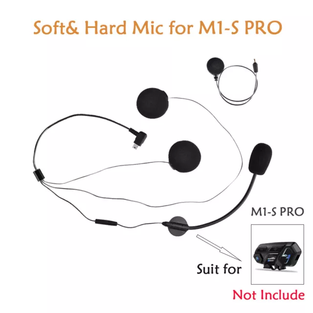 M1-S Pro Hard/Boom+Soft Mic Speaker Cable For Moto Bluetooth Helmet Intercom 2KM