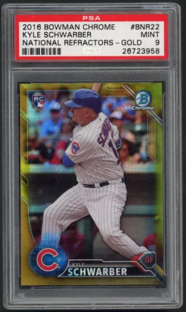 2016 Bowman Chrome Kyle Schwarber PSA 9 MINT Rookie Card National Gold Ref /50