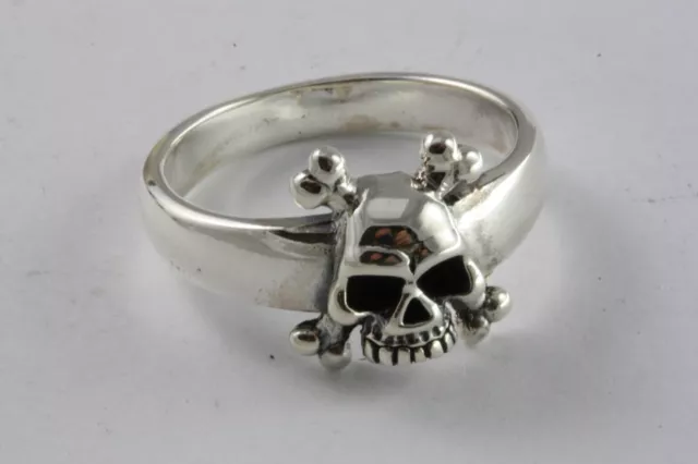 Klassischer Totenkopfring Tattoo Biker Skull Ring 925 Echt Silber / 240