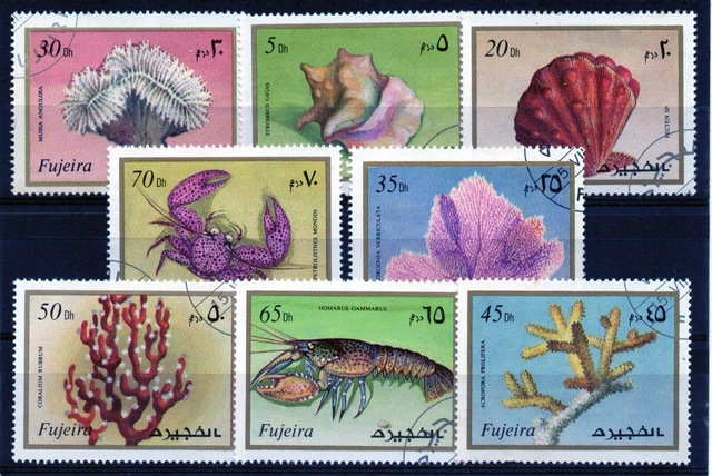 Fujeira complete series year 1974 used corals - shells