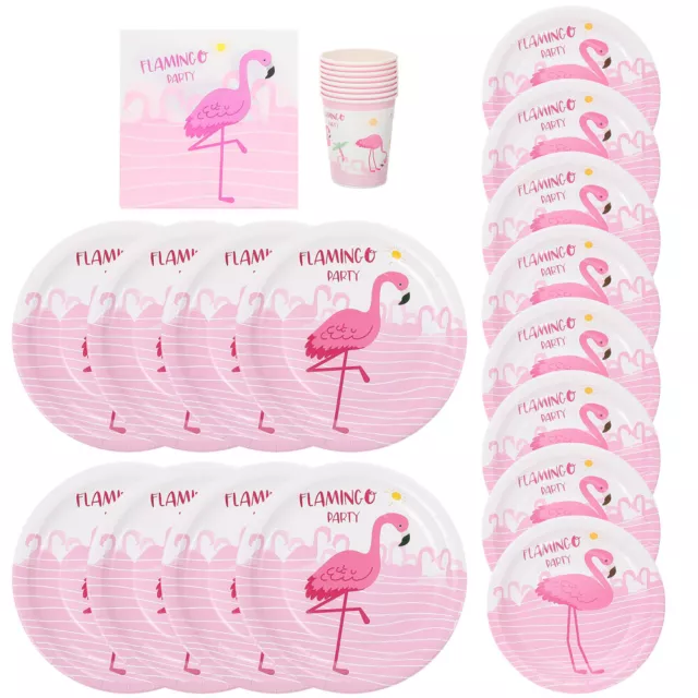 PRETYZOOM Flamingo-Papier-Geschirr-Set für Sommer-Luau-Partys (40 Stück)