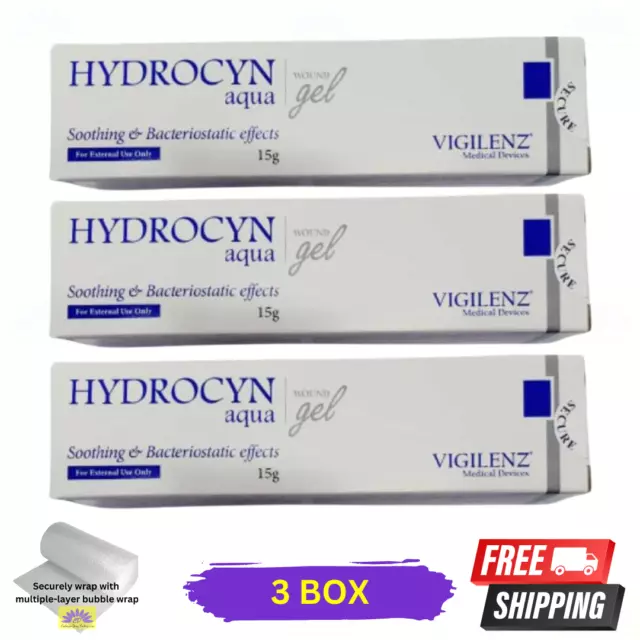 3 X Hydrocyn Aqua Wound Gel For Burns, Ulcers, Sores replace Solcoseryl Jelly