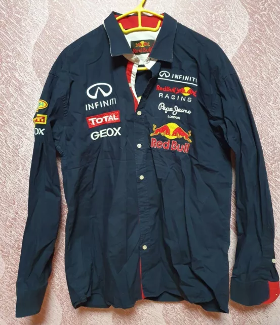 Camicia con bottoni a maniche lunghe in cotone vintage Red Bull Racing...