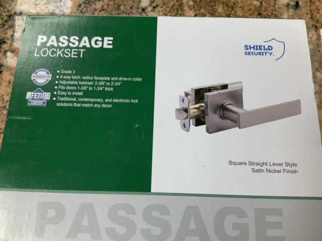 Shield Security Passage St Square Straight Lever Satin Nickel 131363 Qty5