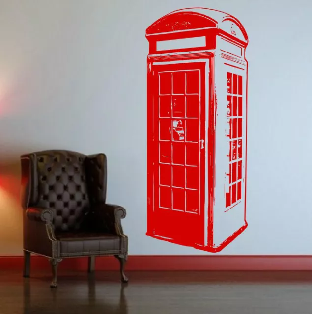 Scatola telefonica cabina telefonica vinile adesivo da parete decalcomania elegante arte decalcomania rimovibile