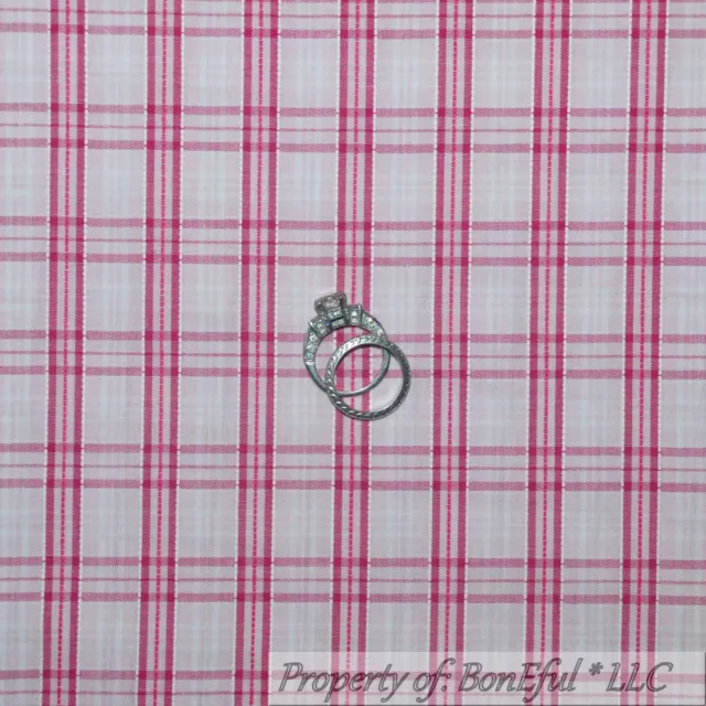 BonEful FABRIC FQ Cotton Quilt Woven White Pink Plaid Stripe Gingham S GIRL Baby