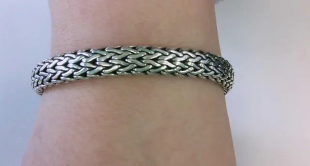 Nice John Hardy 925 Sterling Silver Foxtail Classic Wheat Woven Chain Bracelet.