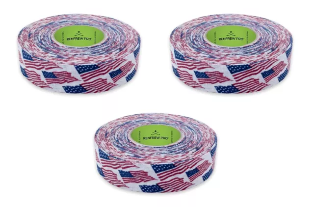 RENFREW PRO (3) Roll Pack Cloth Hockey Stick Tape - 24MM x 25M (AMERICAN FLAG)