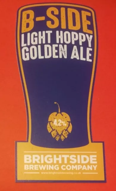 BRIGHTSIDE brewery B-SIDE real ale beer pump clip badge front Manchester