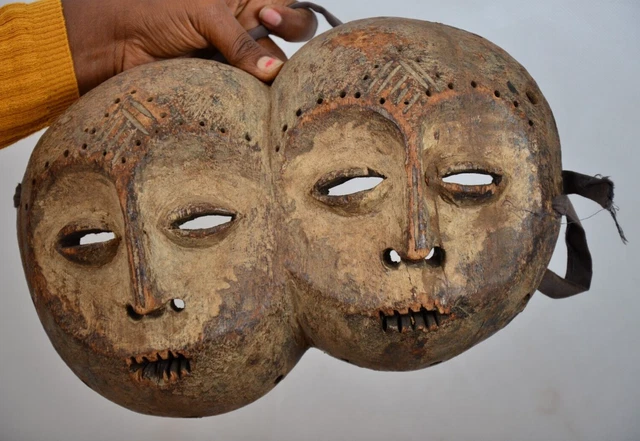African tribal art,Double face Lega mask from maniema. Congo DRC