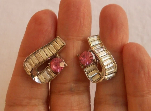 ORECCHINI TRIFARI (c) cristalli chiari e rosa metallo argentato