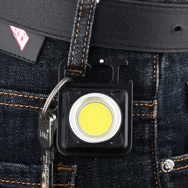 Luce da campeggio alta luminosità impermeabile ricarica USB COB portachiavi luce di lavoro