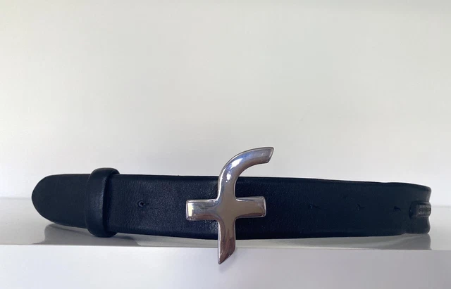 Ceinture En Cuir MARITHÉ & FRANÇOIS GIRBAUD Taille 80 - Piqure Sellier Noir - Occasion Excellente