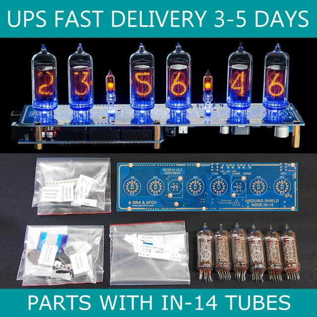 KIT NIXIE TUBE Clock IN-14 WITH TUBES DIY Arduino Shield NCS314 ...