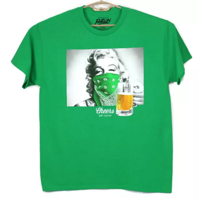 Popular Poison Marilyn Monroe Mens T-Shirt Shirt M Medium Green Cheers Get Lucky