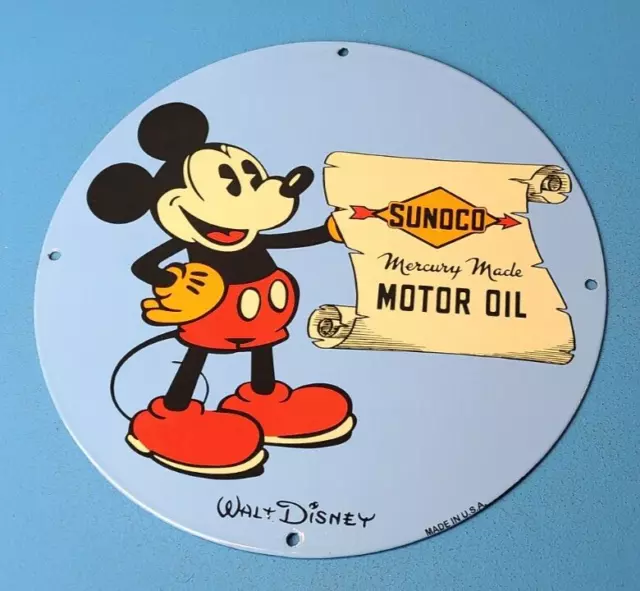 Vintage Sunoco Motor Oils Porcelain Mickey Mouse Gas Service Station Pump Sign Vintage Sunoco Motor Oils Porcelain Mickey Mouse Gas Service Station Pump Sign