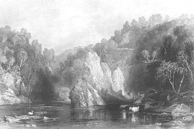 Scotland Highlands Inverness RIVER BEAULY ROCKS COWS ~ 1836 Art Print Engraving