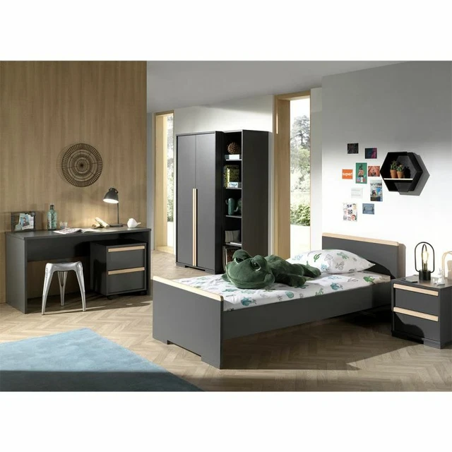 Paris Prix - Chambre Complète Enfant 6p "london Ii" Gris Anthracite