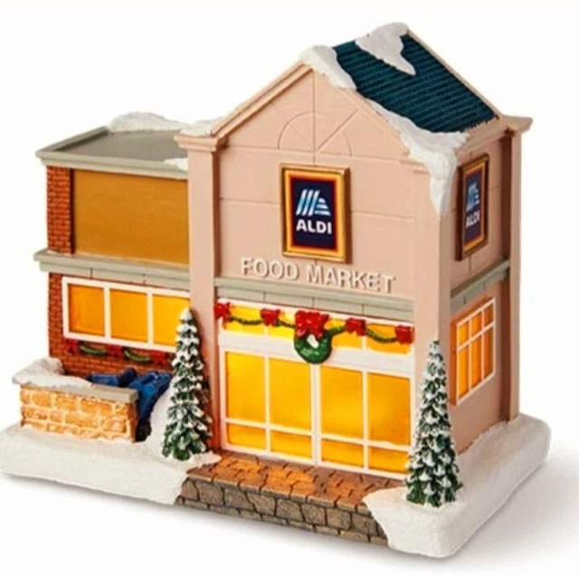 ALDI STORE FOOD Market Christmas Village House 2023 LED Lights Merry