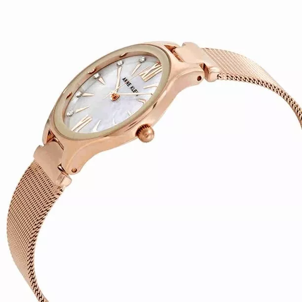 Anne Klein Rose Gold Watch Mother of Pearl Dial Swarovski Crystals New Box $95